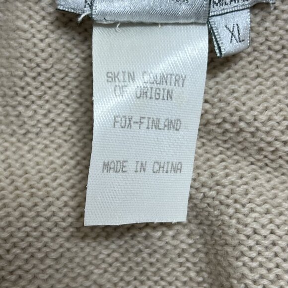 Womans XL Vintage Fur Jacket Cable Knit Sweater Fox Fur Trim by Alberto Makali - Picture 5 of 12